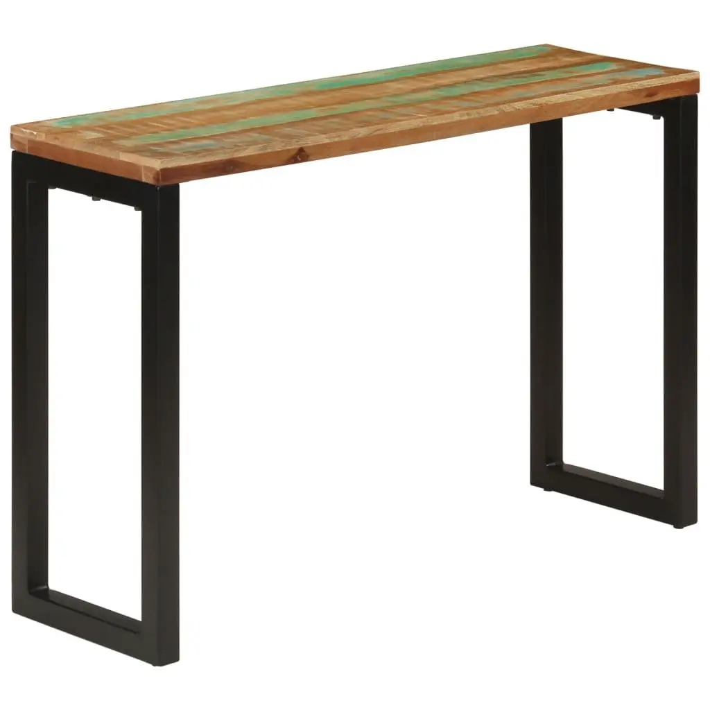 Console Table Solid Reclaimed Wood 110x35x75 cm Multicolour Iron Frame Hall Entryway Accent Furniture