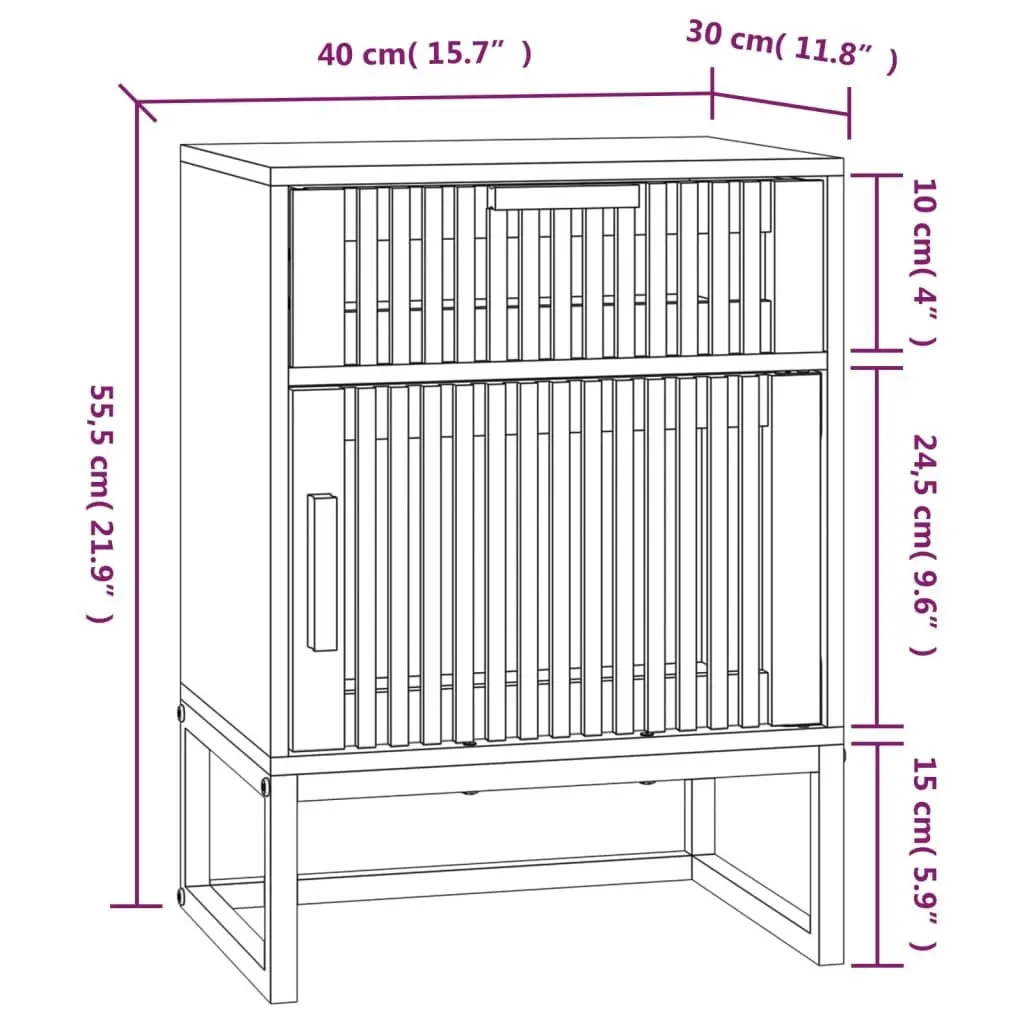 Scandinavian Nightstand Storage Black Engineered Wood 40x30x55.5 cm Bedside Cabinets 2 Piece Set