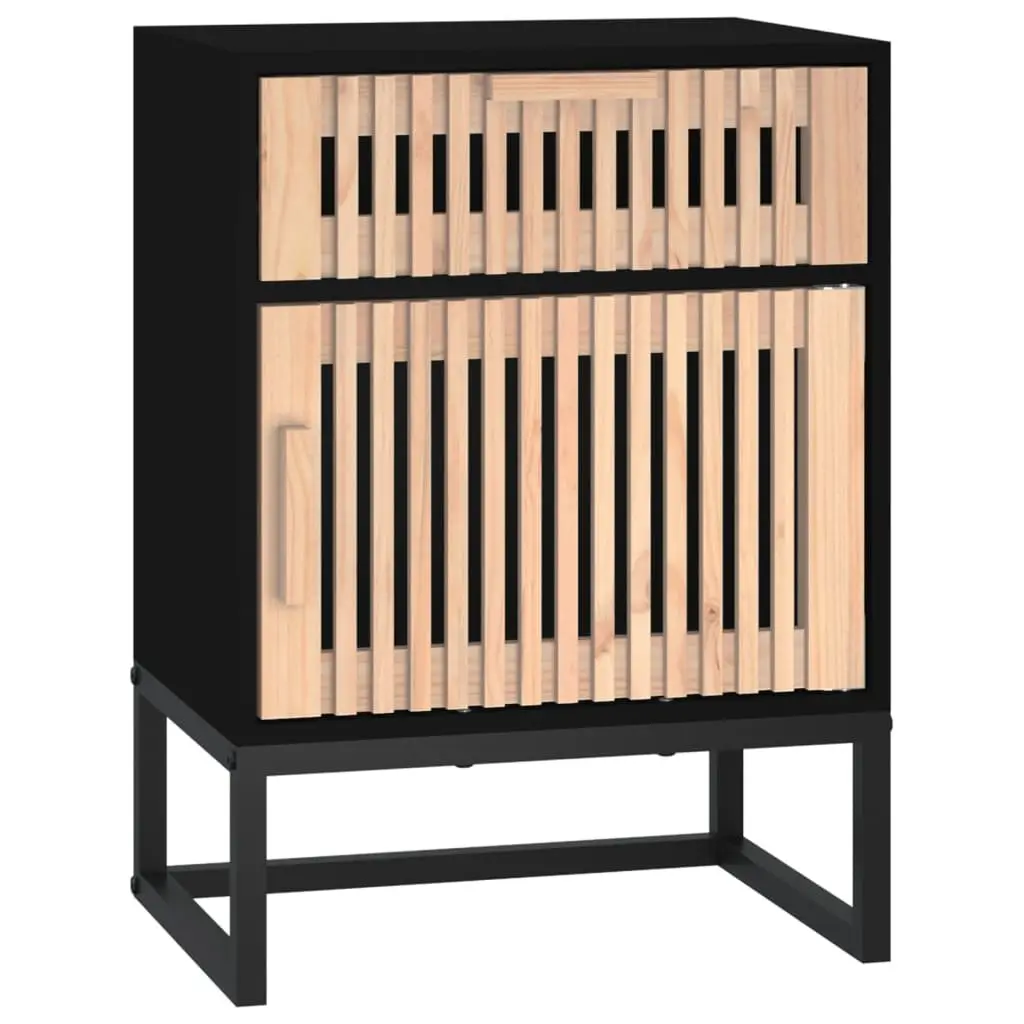 Scandinavian Nightstand Storage Black Engineered Wood 40x30x55.5 cm Bedside Cabinets 2 Piece Set