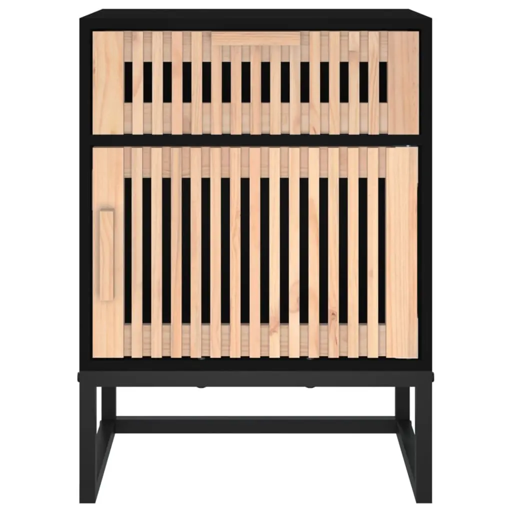 Scandinavian Nightstand Storage Black Engineered Wood 40x30x55.5 cm Bedside Cabinets 2 Piece Set