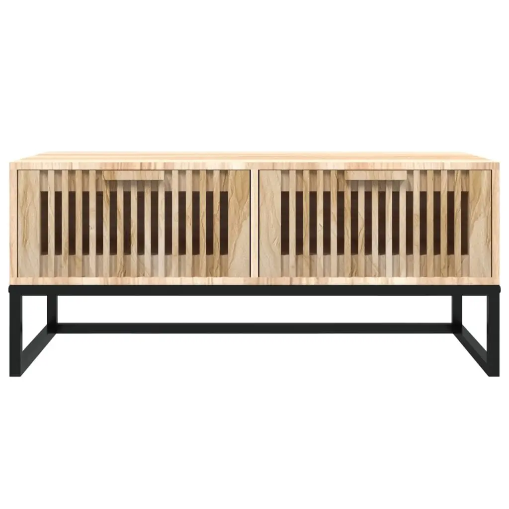 Coffee Table Engineered Wood Brown with Storage Drawers 80 x 40 x 35 cm