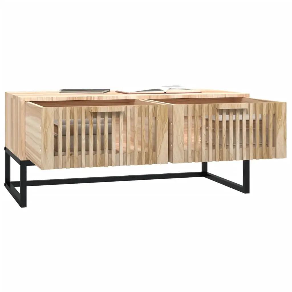 Coffee Table Engineered Wood Brown with Storage Drawers 80 x 40 x 35 cm