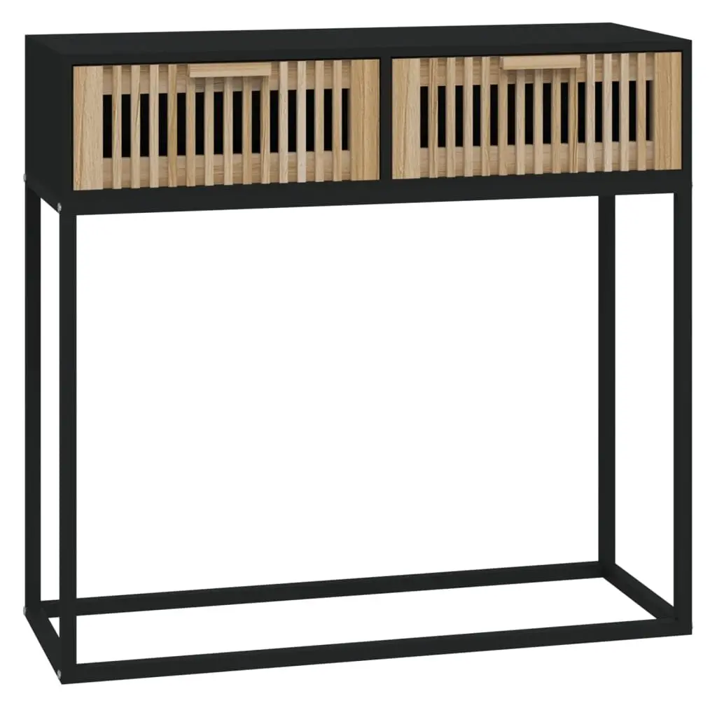 Console Table Engineered Wood Iron 80x30x75 cm Black