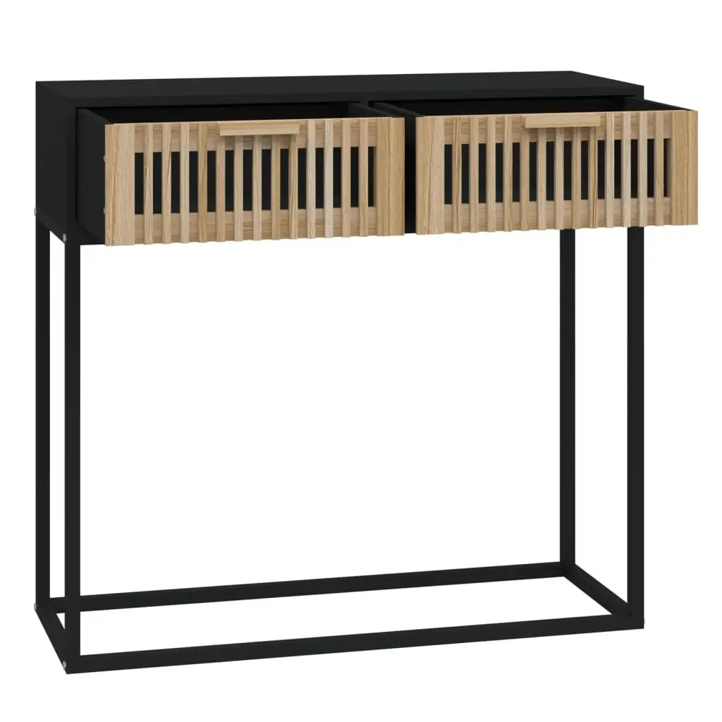 Console Table Engineered Wood Iron 80x30x75 cm Black