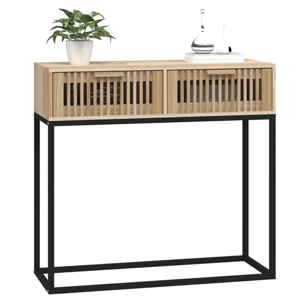 Console Table Engineered Wood 80x30x75cm Brown Iron
