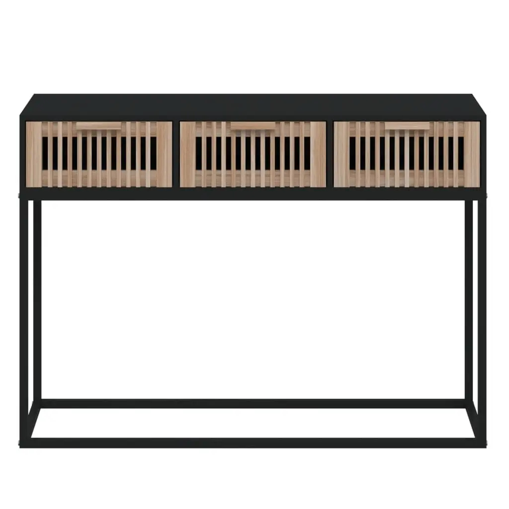 Console Table Black Scandinavian Design 3 Drawers Storage Accent Side Hall Table