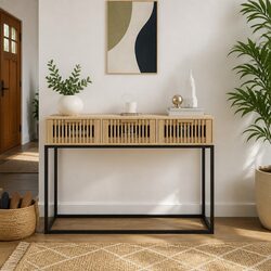 Console Table 105x30x75cm Hallway Accent Side Table 3 Drawers Brown