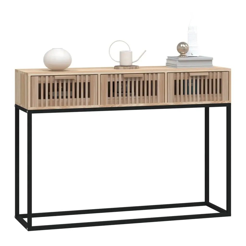 Console Table 105x30x75cm Hallway Accent Side Table 3 Drawers Brown
