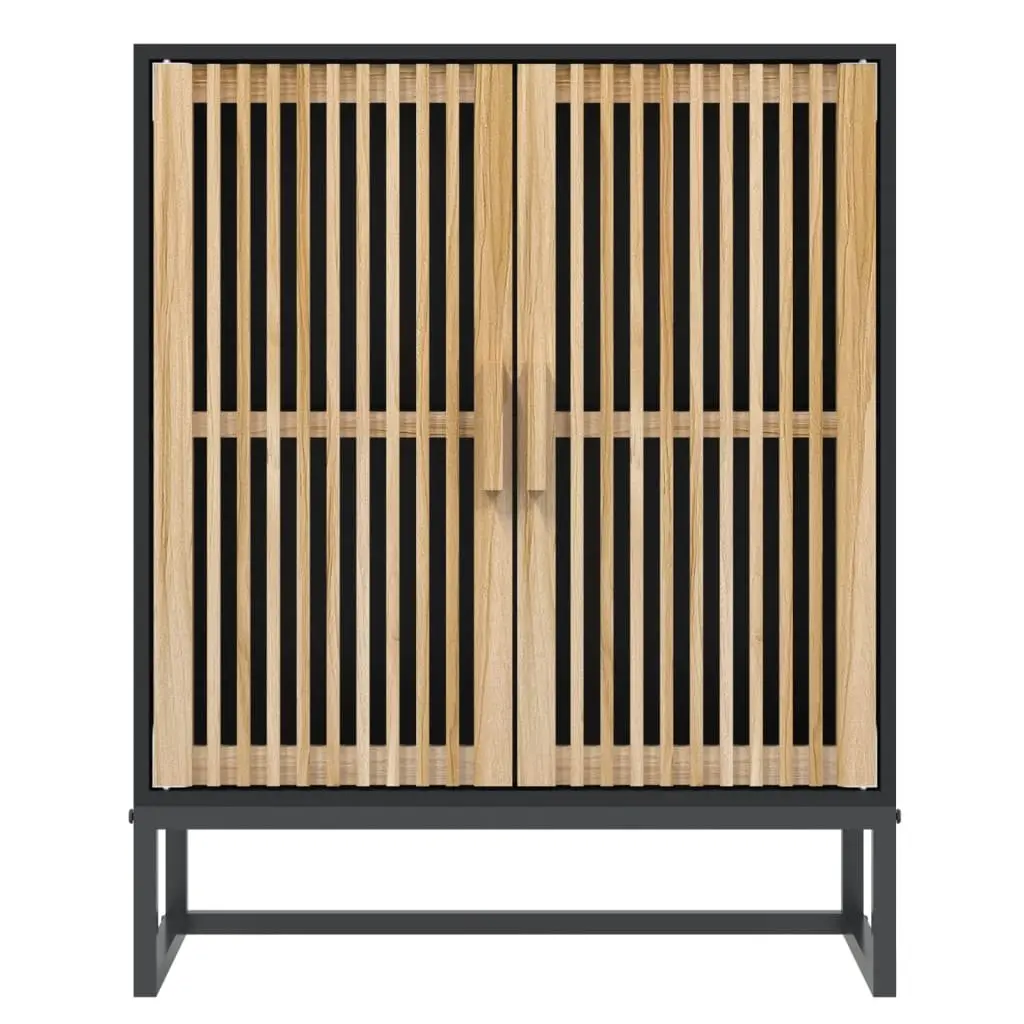 Sideboard Cabinet Black Engineered Wood 60cm Wide 30cm Deep 75cm High for Living Room and Hallway Storage