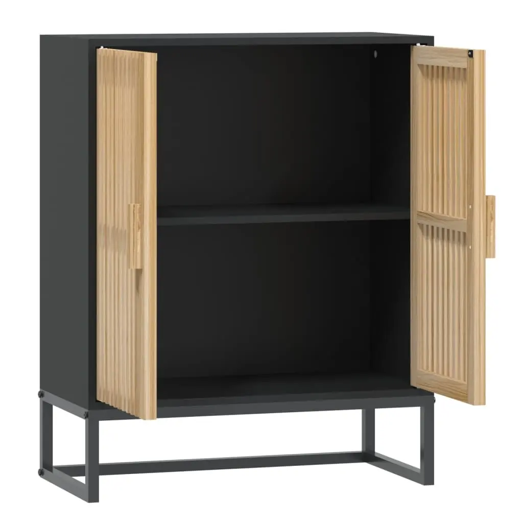 Sideboard Cabinet Black Engineered Wood 60cm Wide 30cm Deep 75cm High for Living Room and Hallway Storage