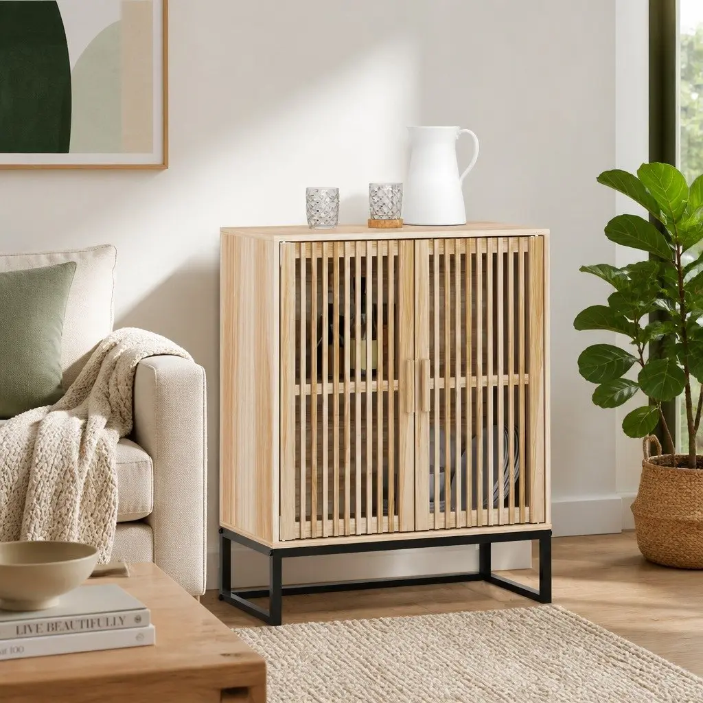 Sideboard Storage Cabinet Engineered Wood 60x30x75cm Brown with Iron Legs