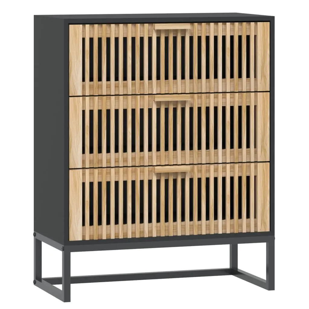Sideboard Storage Cabinet Black 60x30x75cm Engineered Wood Drawers Furniture