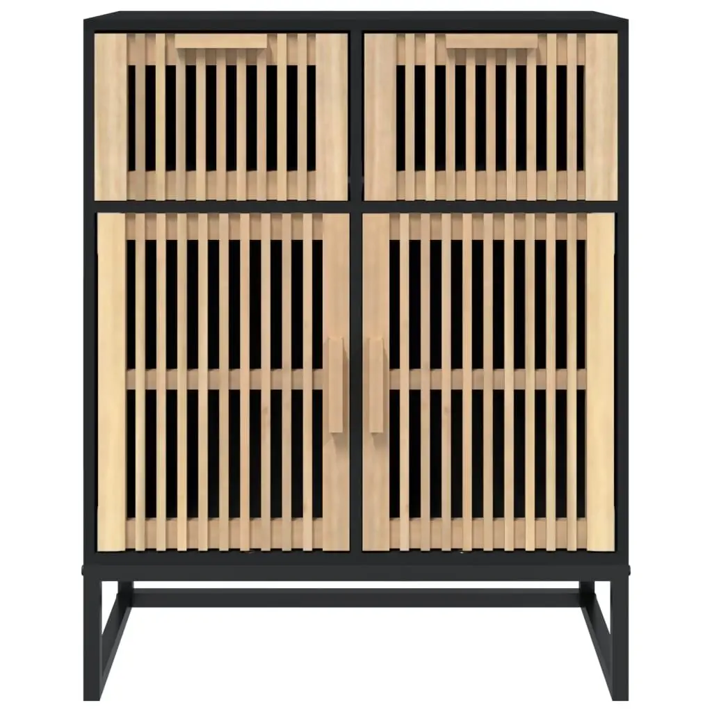 Sideboard Storage Cabinet Black 60x30x75cm Engineered Wood Doors Drawers