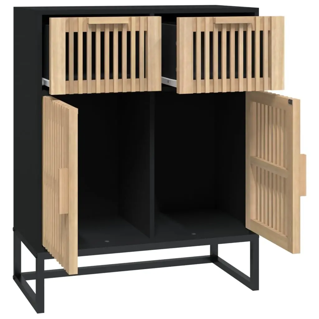 Sideboard Storage Cabinet Black 60x30x75cm Engineered Wood Doors Drawers