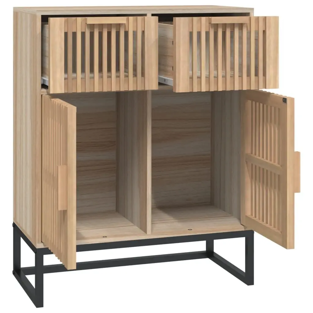Sideboard Cabinet Engineered Wood Brown 60x30x75 cm with Wooden Doors and Iron Legs