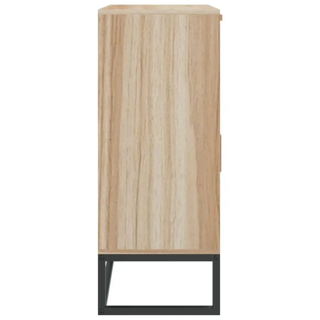 Sideboard Cabinet Engineered Wood Brown 60x30x75 cm with Wooden Doors and Iron Legs