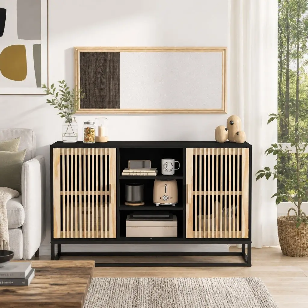 Sideboard Black 105x30x65 cm Storage Cabinet Engineered Wood Furniture Buffet