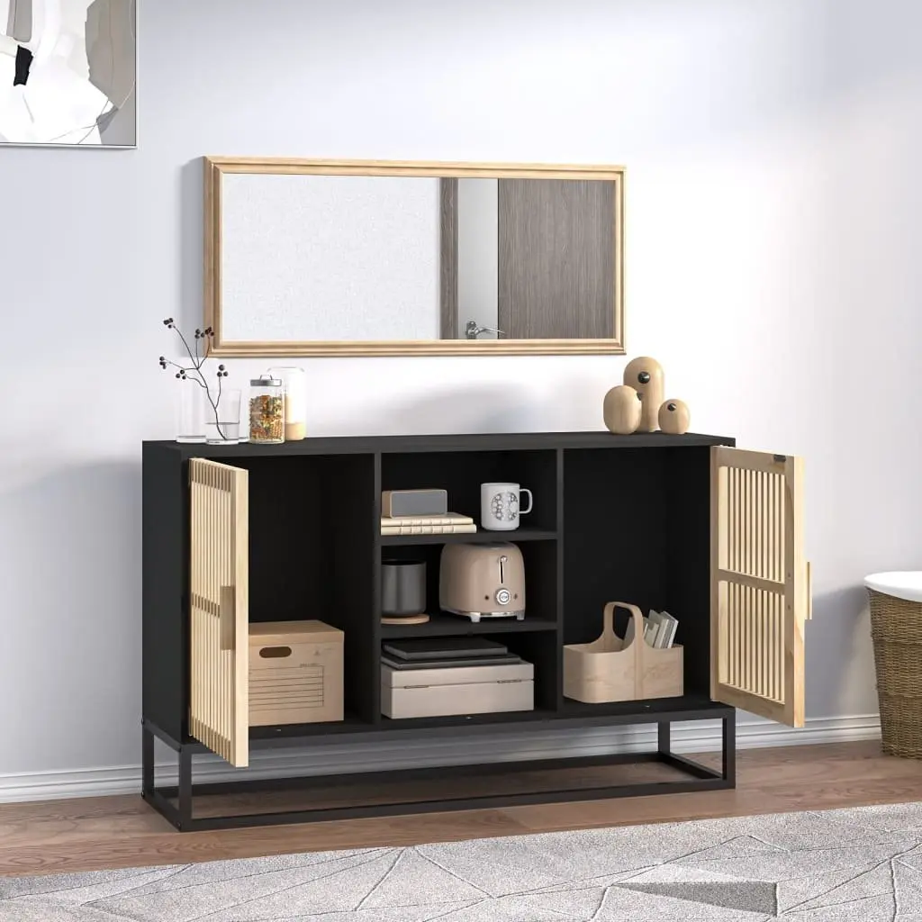 Sideboard Black 105x30x65 cm Storage Cabinet Engineered Wood Furniture Buffet