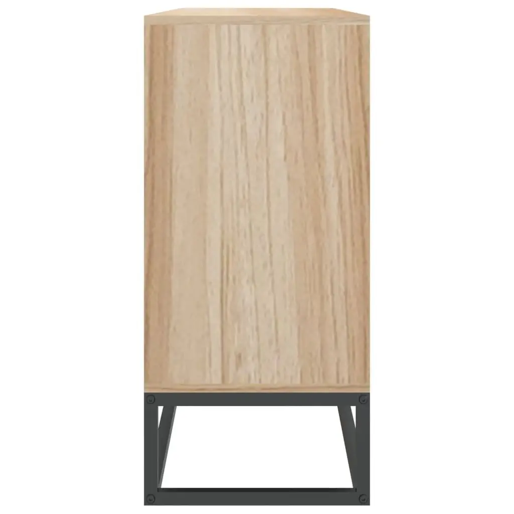 Sideboard Storage Cabinet Brown Engineered Wood 105x30x65cm Buffet Furniture with Wooden Doors and Iron Legs