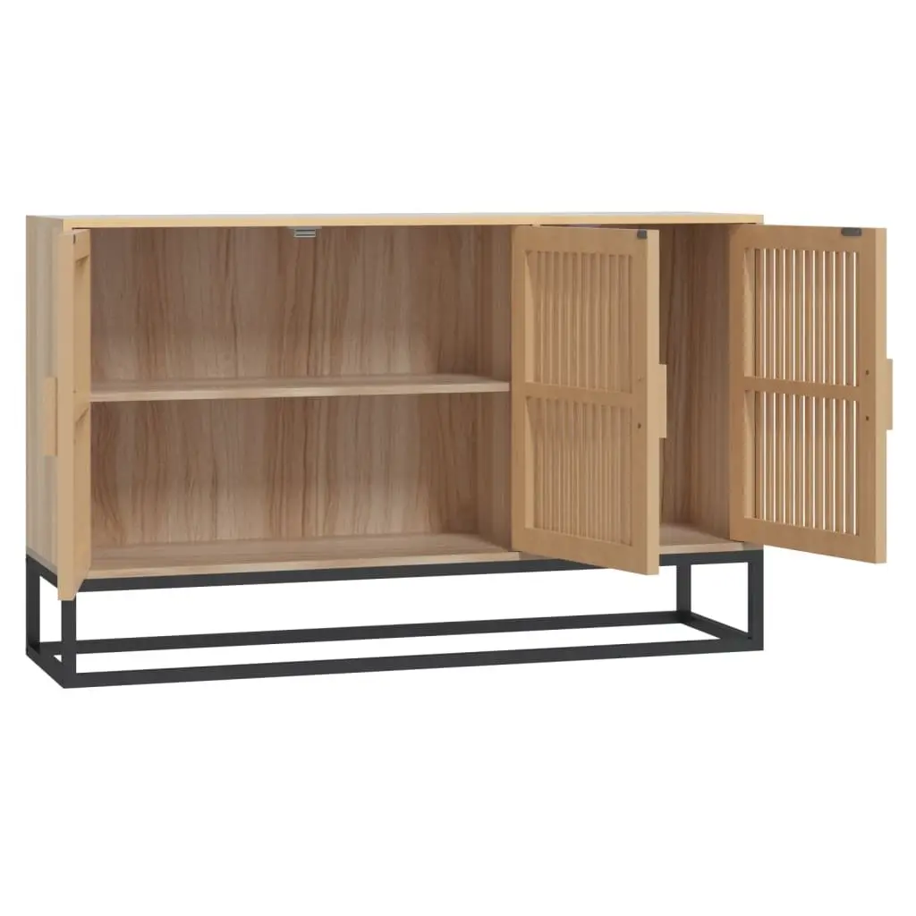 Brown Engineered Wood Sideboard Storage Cabinet with Wooden Doors and Iron Legs 105x30x65cm