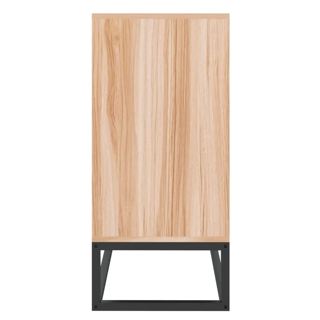 Brown Engineered Wood Sideboard Storage Cabinet with Wooden Doors and Iron Legs 105x30x65cm