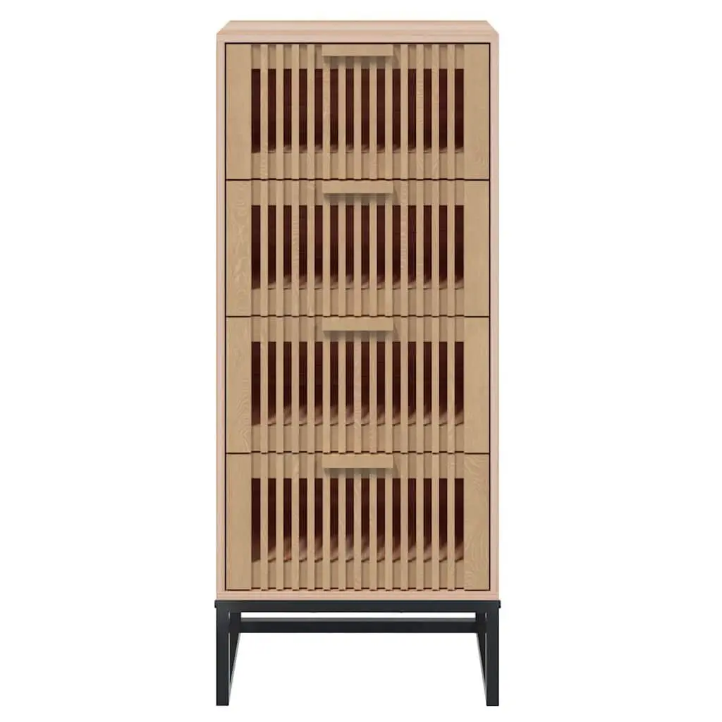 Highboard Engineered Wood Brown Tall Storage Cabinet with Drawers