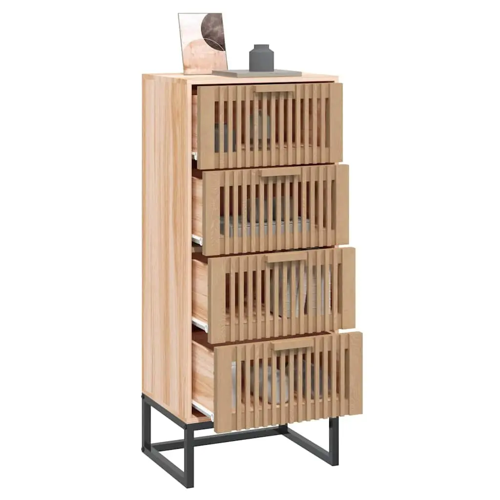 Highboard Engineered Wood Brown Tall Storage Cabinet with Drawers