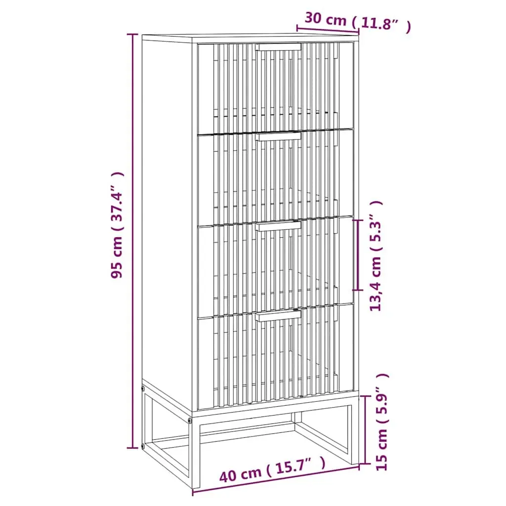 Highboard Engineered Wood Brown Tall Storage Cabinet with Drawers