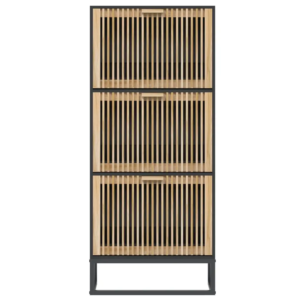 Shoe Cabinet Engineered Wood 52W x 25D x 120H cm Black Storage Organiser Cupboard Rack Display Unit