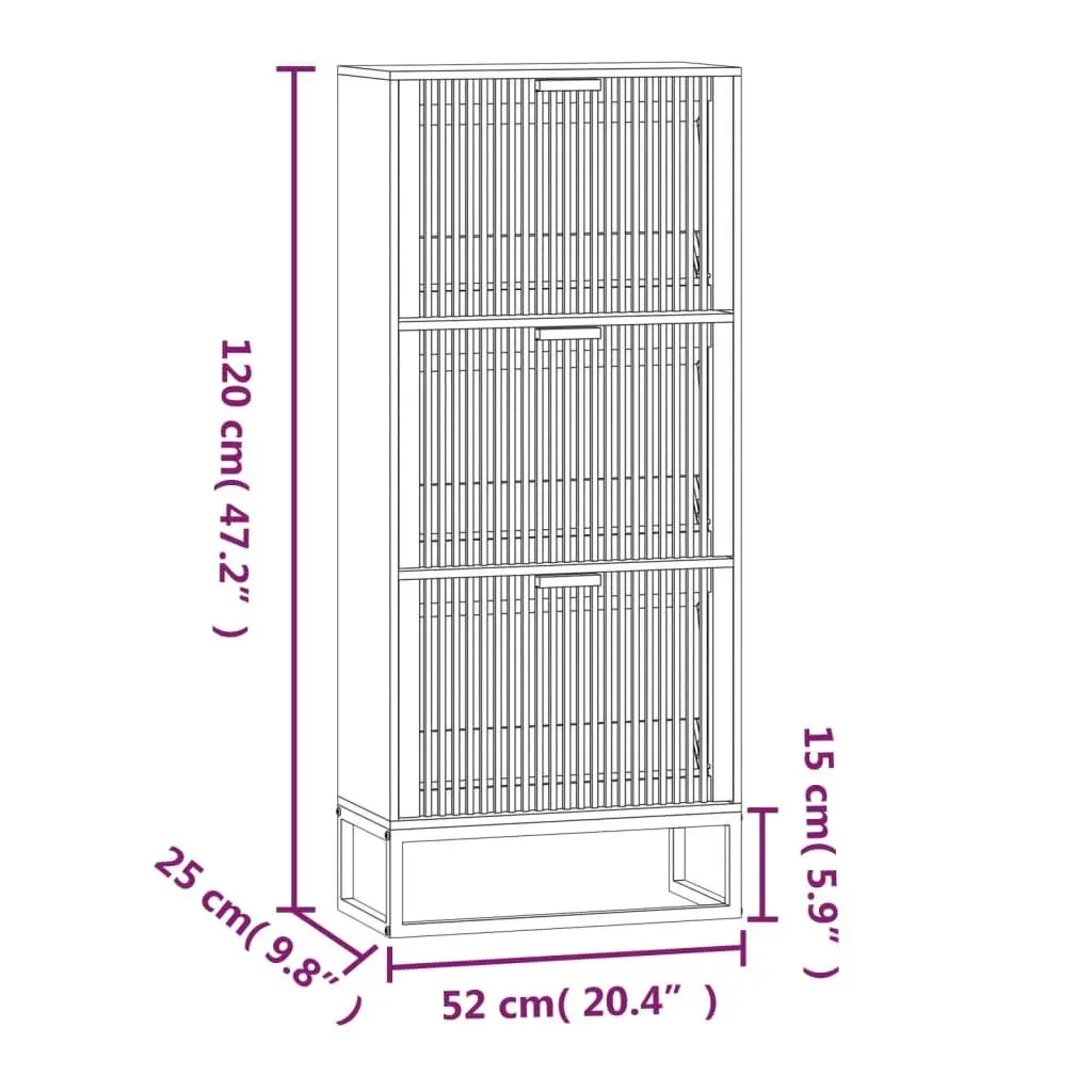 Shoe Cabinet Engineered Wood 52W x 25D x 120H cm Black Storage Organiser Cupboard Rack Display Unit