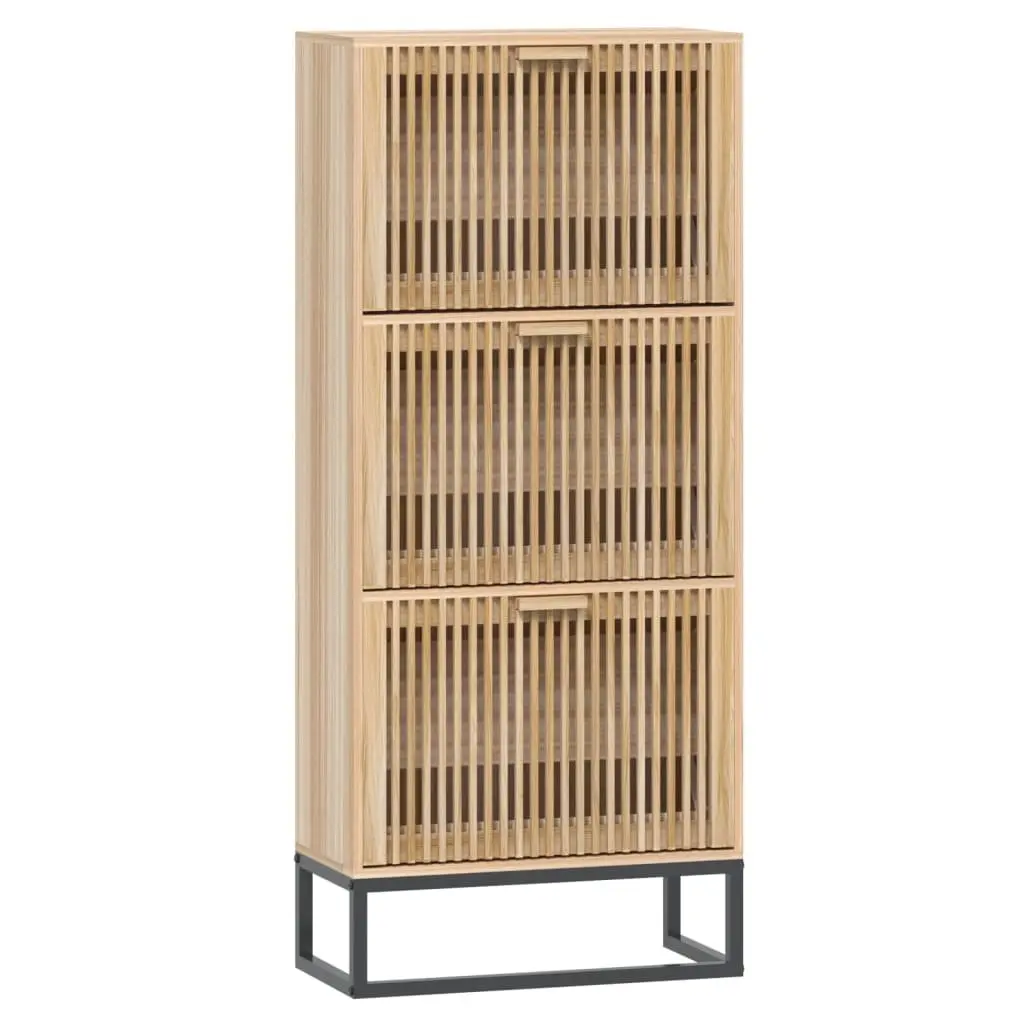 Shoe Cabinet 52x25x120cm Brown Engineered Wood Cupboard Organiser Storage Unit