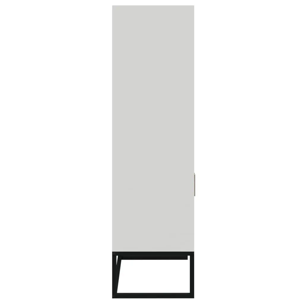 Storage Cabinet Engineered Wood White 60x35x125 cm Highboard with Solid Pine Doors and Iron Feet