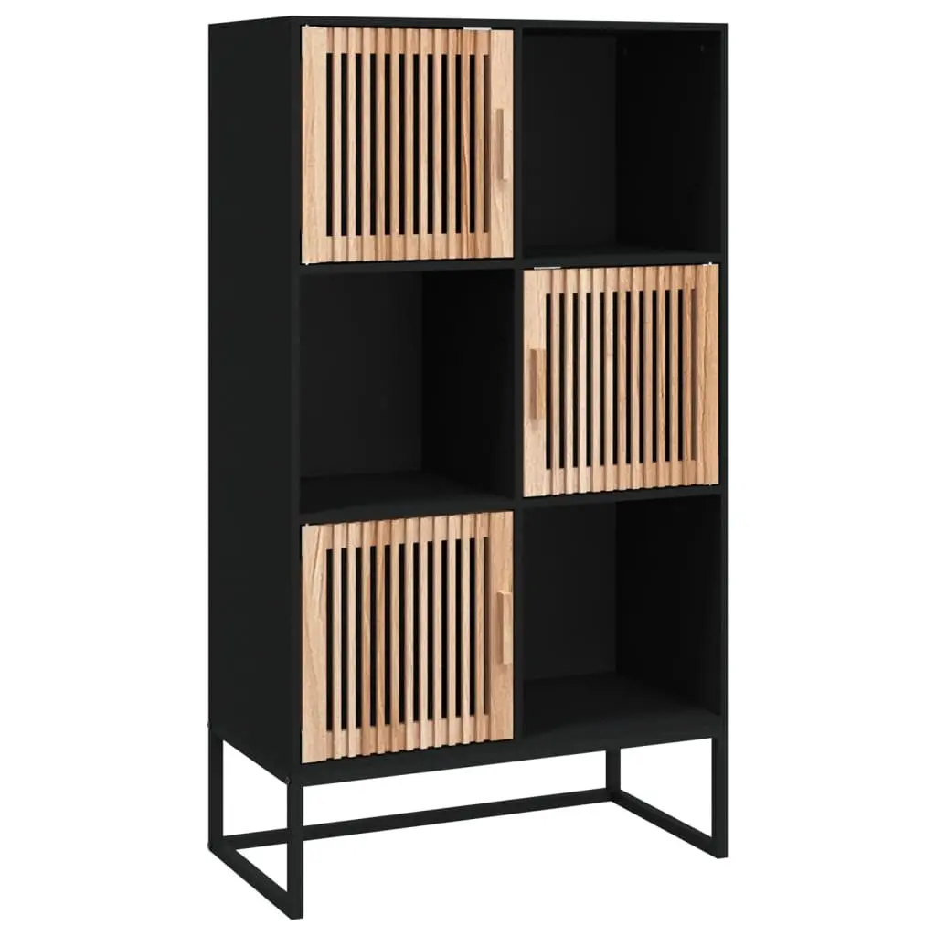 Storage Highboard Cabinet Engineered Wood Black 70x35x125cm