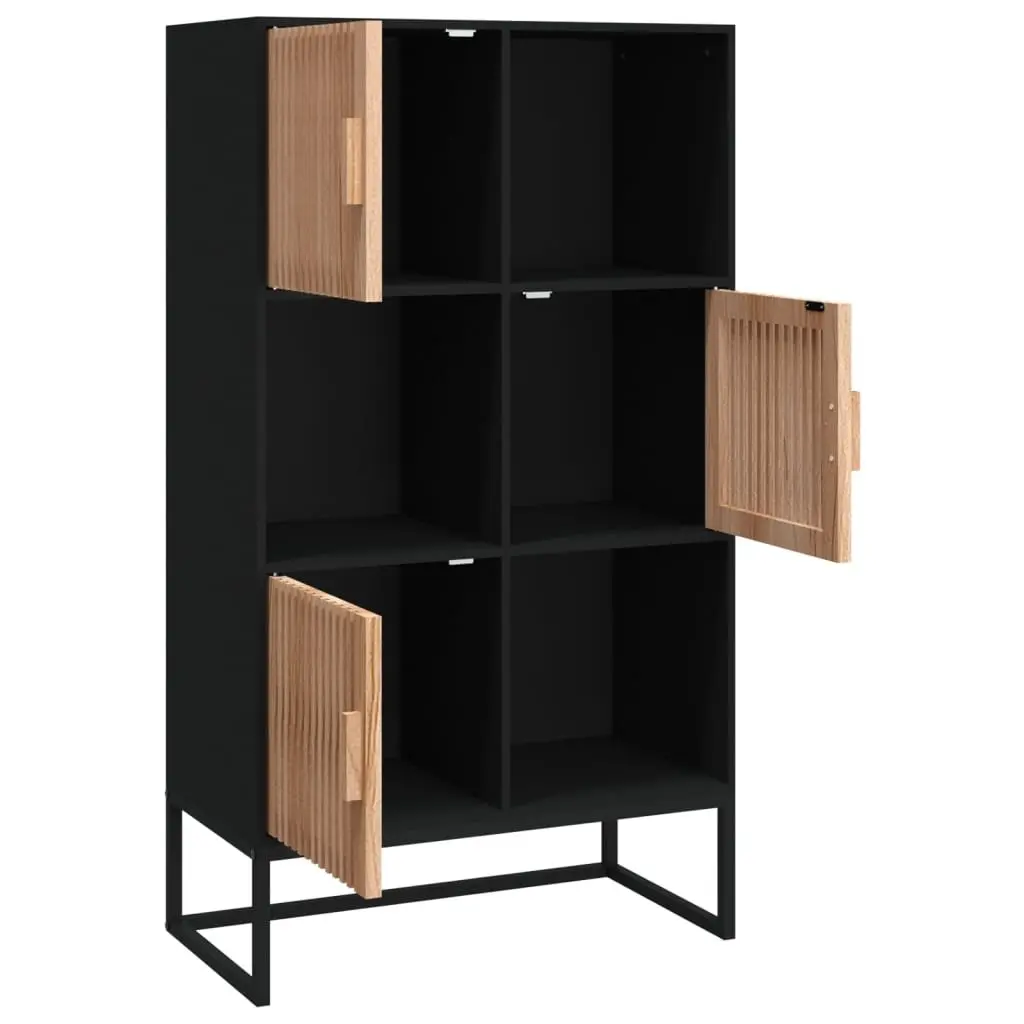 Storage Highboard Cabinet Engineered Wood Black 70x35x125cm