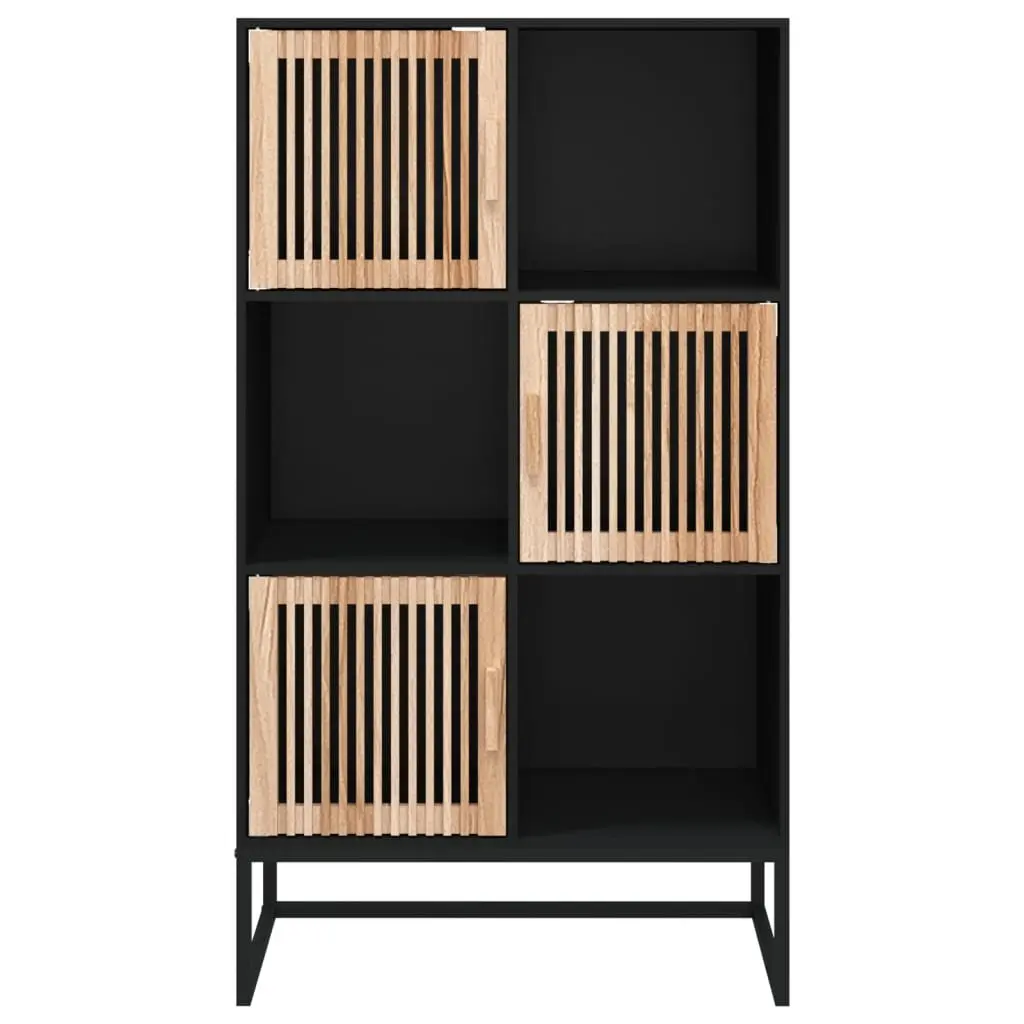 Storage Highboard Cabinet Engineered Wood Black 70x35x125cm
