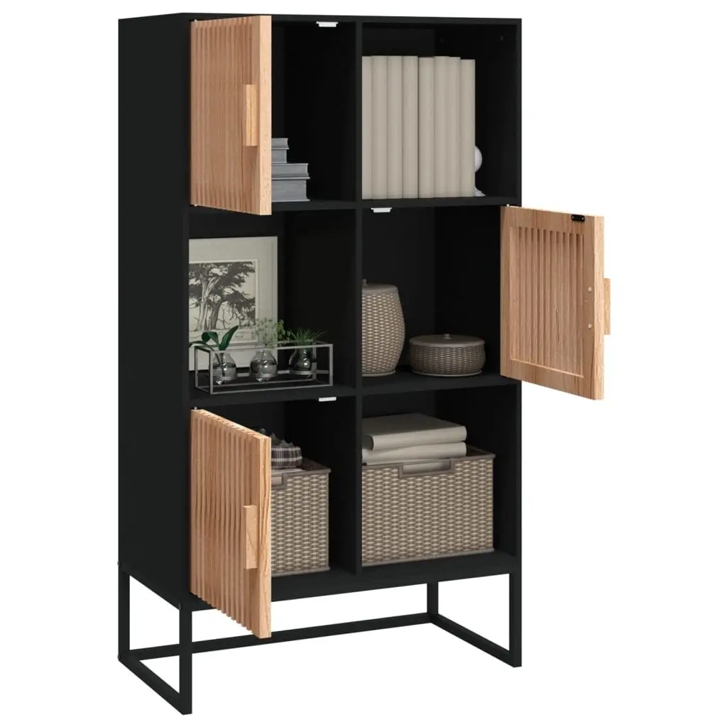 Storage Highboard Cabinet Engineered Wood Black 70x35x125cm