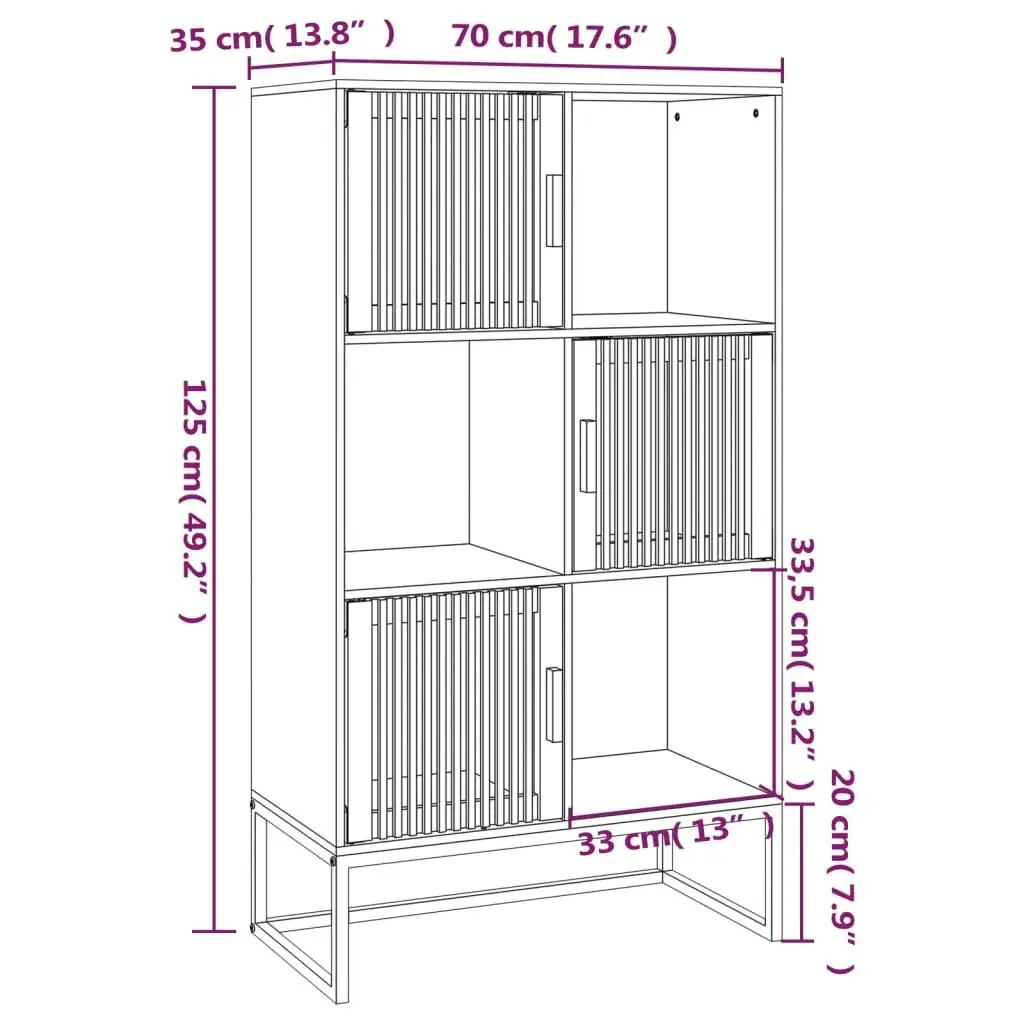 Storage Highboard Cabinet Engineered Wood Black 70x35x125cm