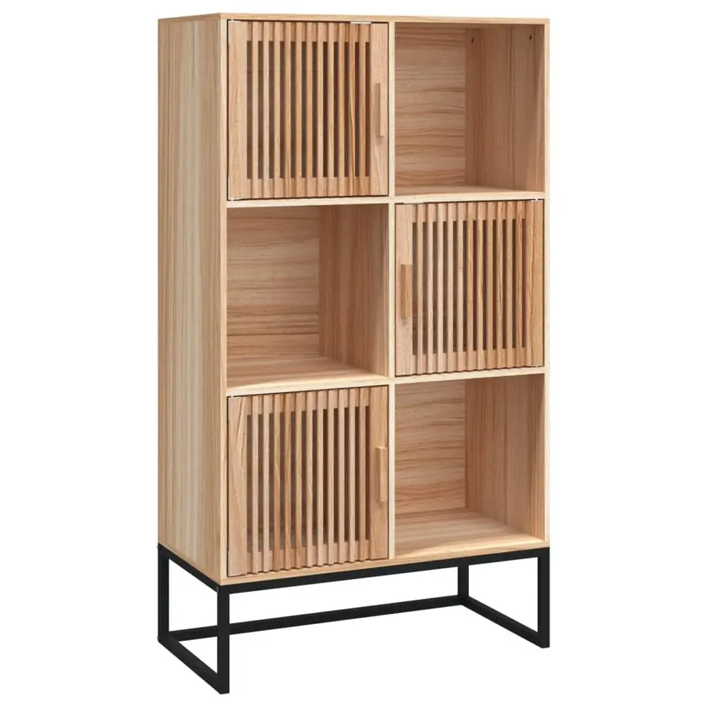 Storage Highboard Cabinet Engineered Wood 70x35x125cm Brown 3 Door Sideboard