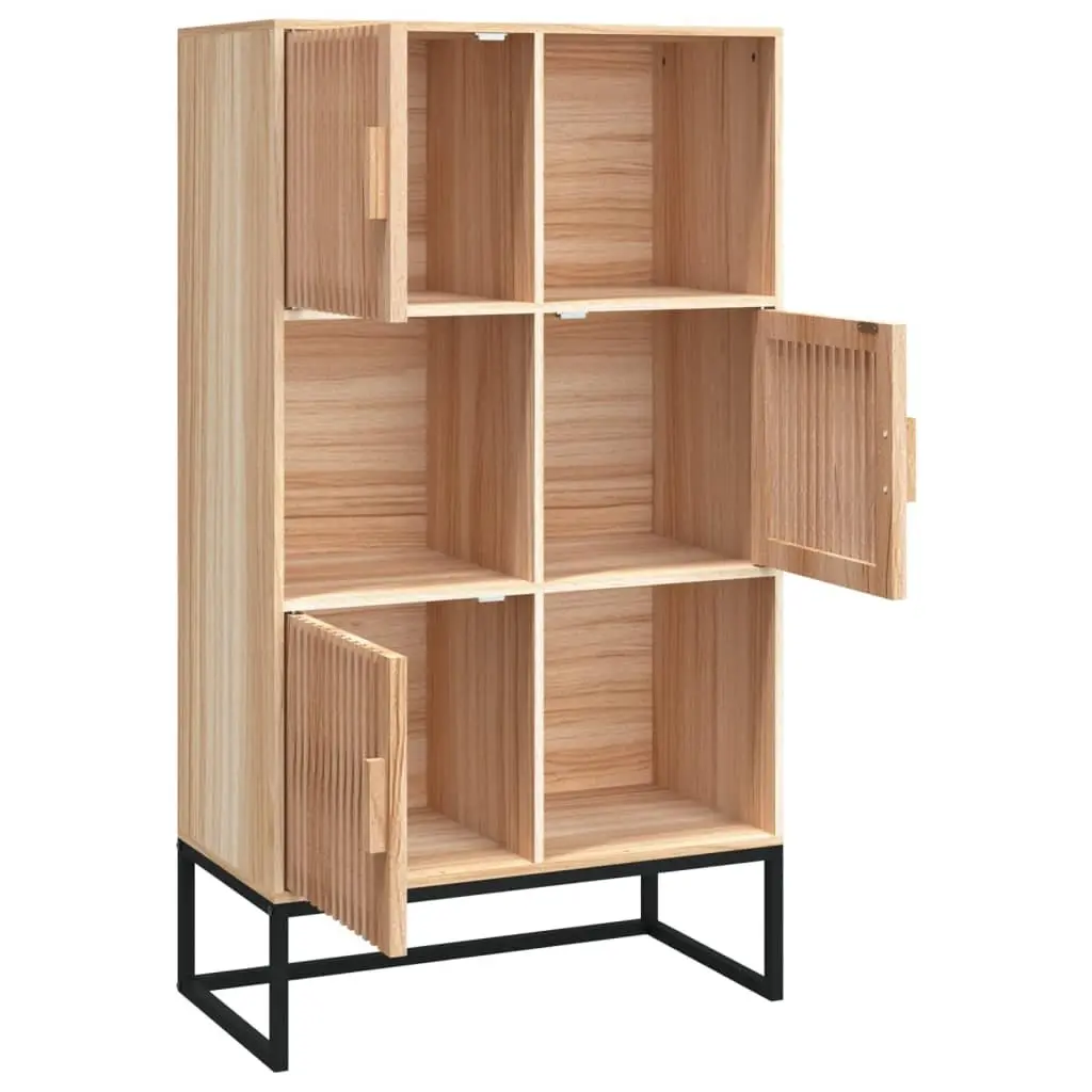 Storage Highboard Cabinet Engineered Wood 70x35x125cm Brown 3 Door Sideboard