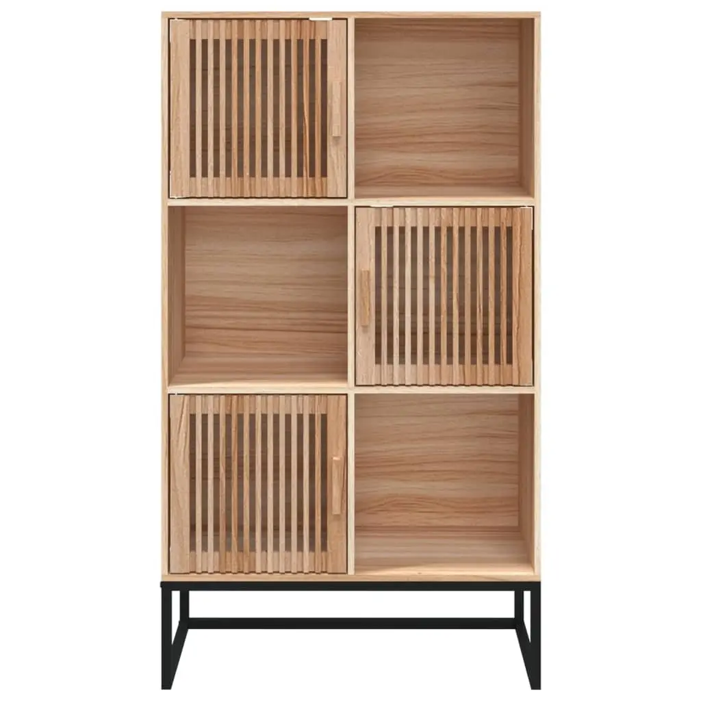 Storage Highboard Cabinet Engineered Wood 70x35x125cm Brown 3 Door Sideboard