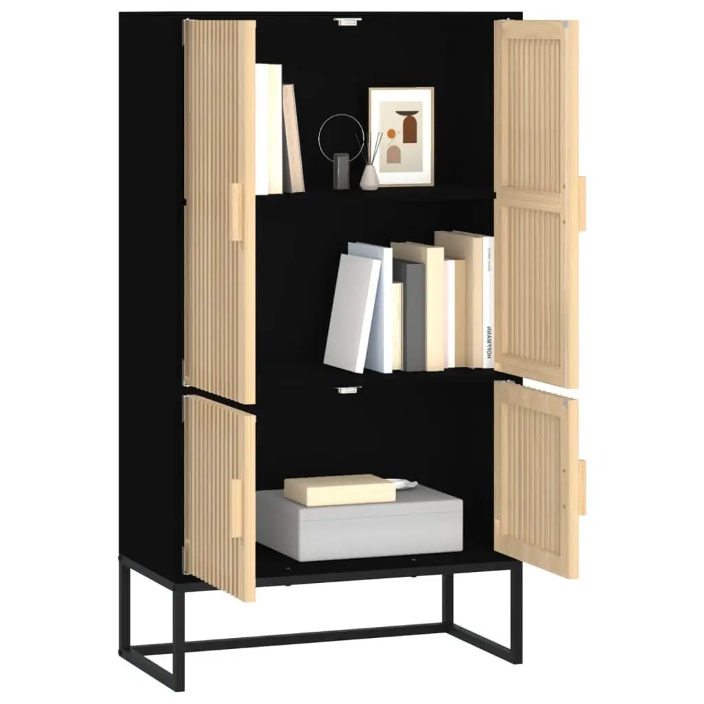 Storage Cabinet Highboard Engineered Wood 70x35x125 cm Black
