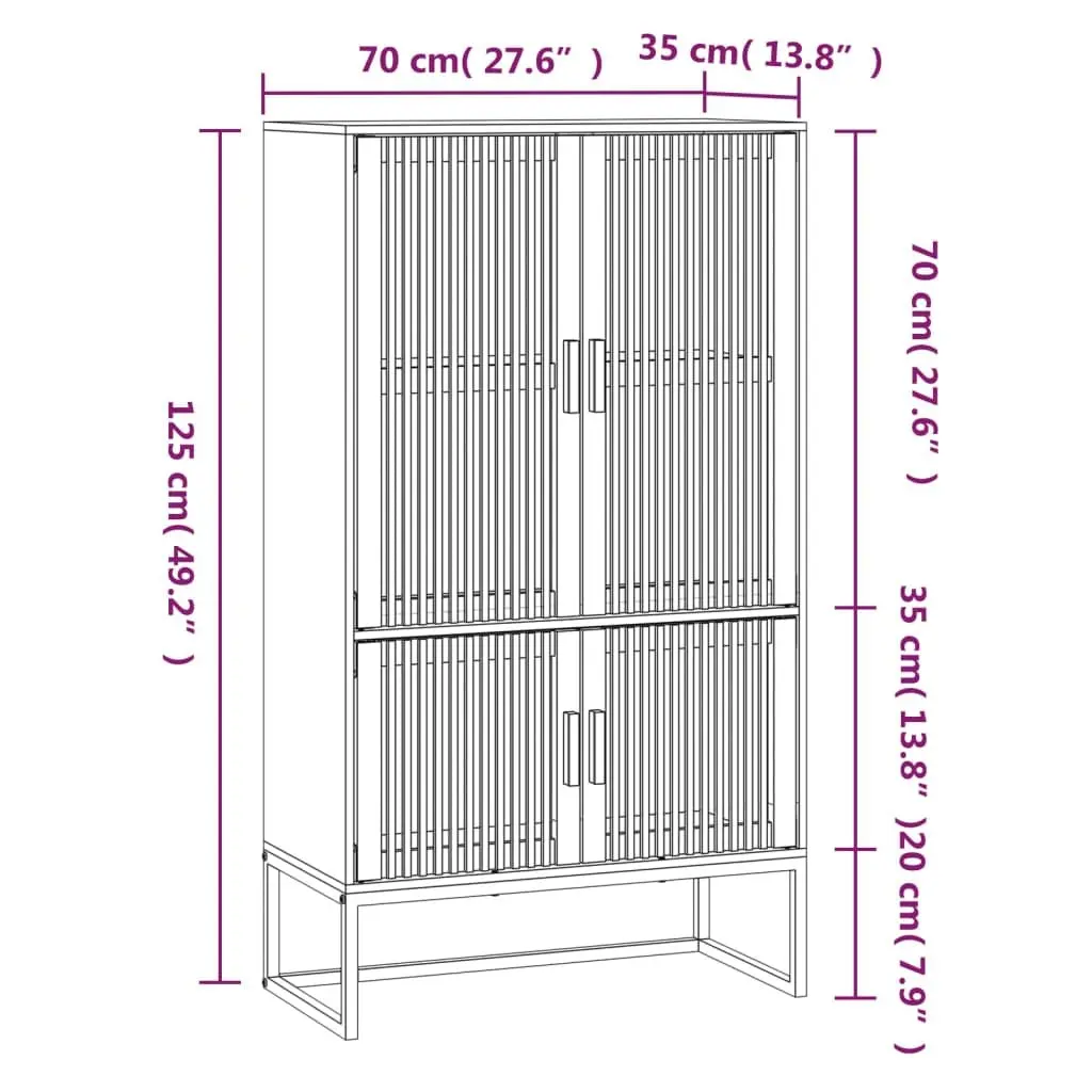 Storage Cabinet Highboard Engineered Wood 70x35x125 cm Black