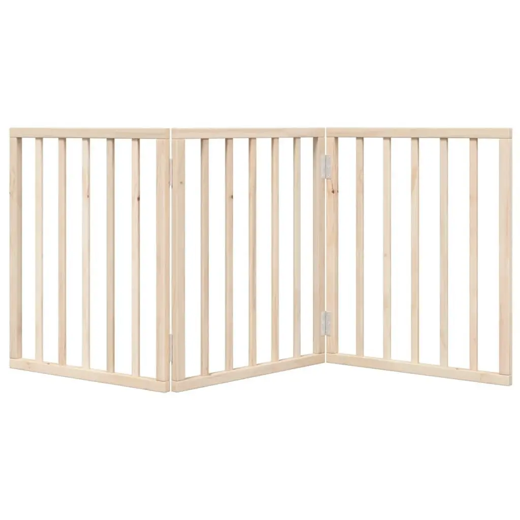 Dog Gate Foldable Poplar Wood 3 Panels 150cm Brown
