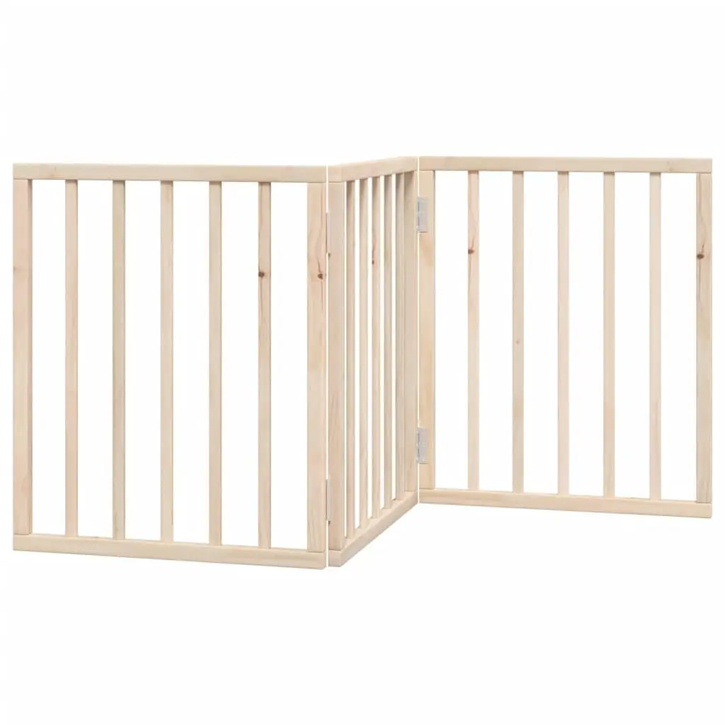 Dog Gate Foldable Poplar Wood 3 Panels 150cm Brown