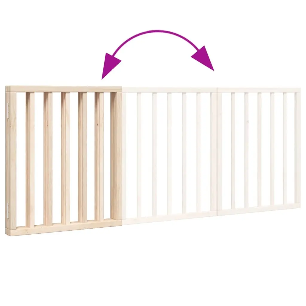 Dog Gate Foldable Poplar Wood 3 Panels 150cm Brown