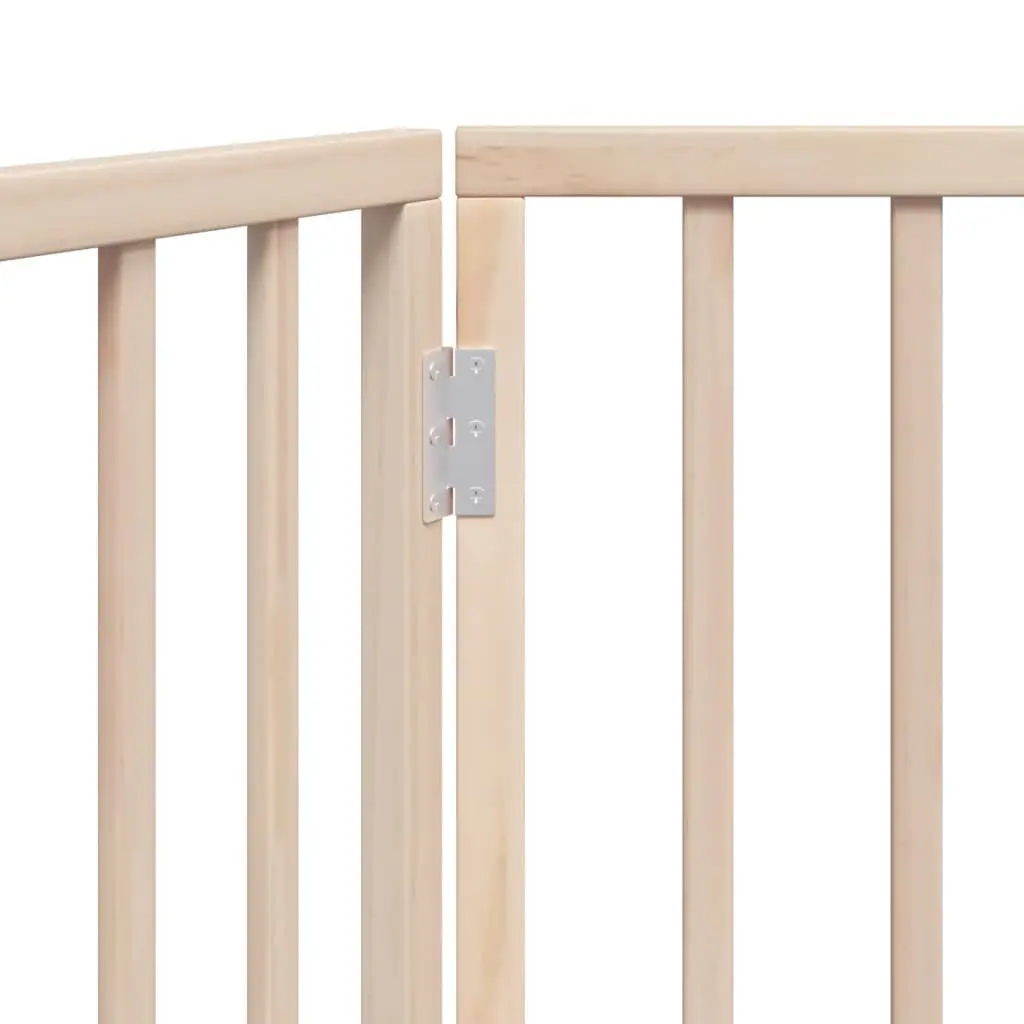 Dog Gate Foldable Poplar Wood 150cm Brown 3 Panels Pet Safety Barrier