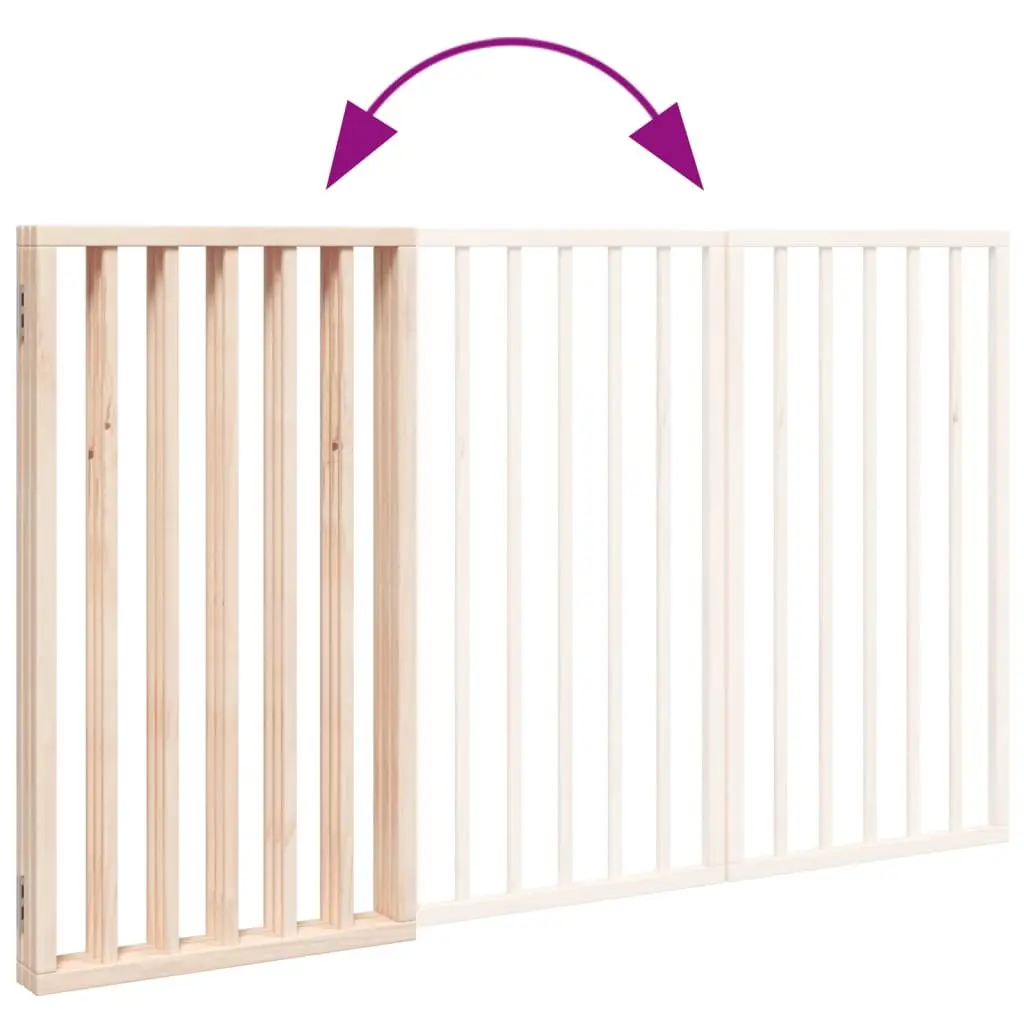 Dog Gate Foldable Poplar Wood 150cm Brown 3 Panels Pet Safety Barrier