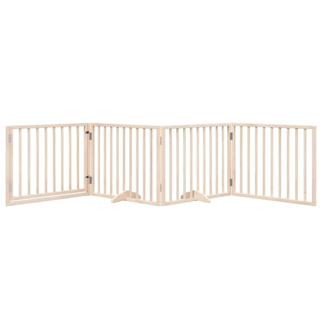 Dog Gate Foldable 4 Panels 320cm Poplar Wood Pet Safety Barrier with Door Lock