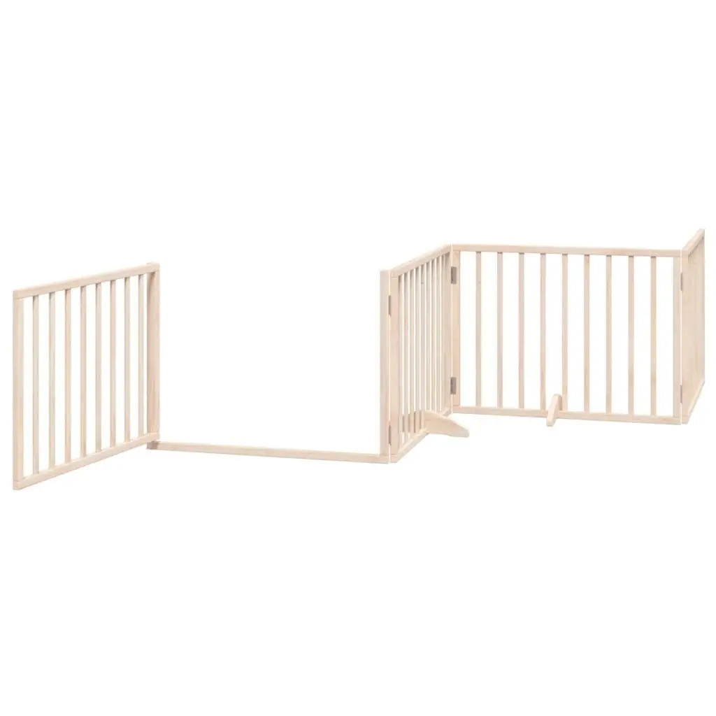 Dog Gate Foldable 4 Panels 320cm Poplar Wood Pet Safety Barrier with Door Lock