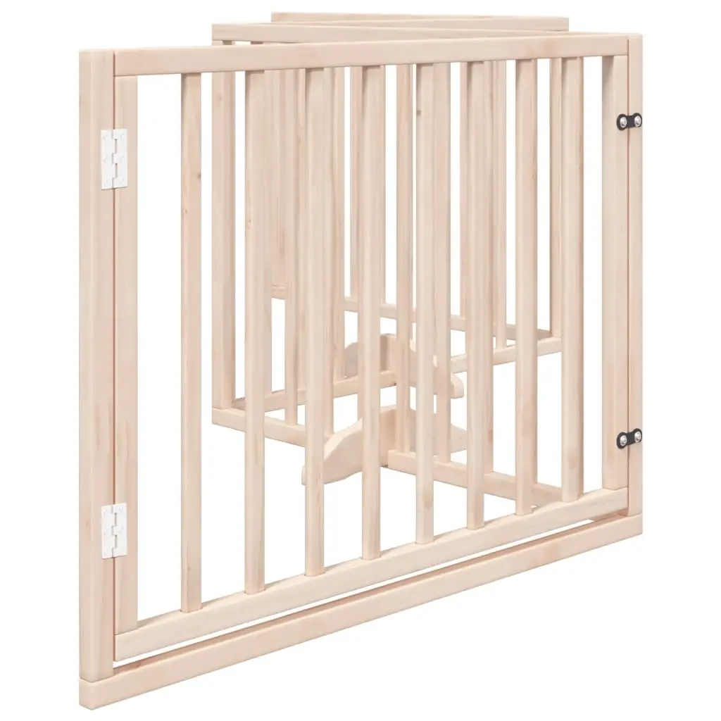 Dog Gate Foldable 4 Panels 320cm Poplar Wood Pet Safety Barrier with Door Lock